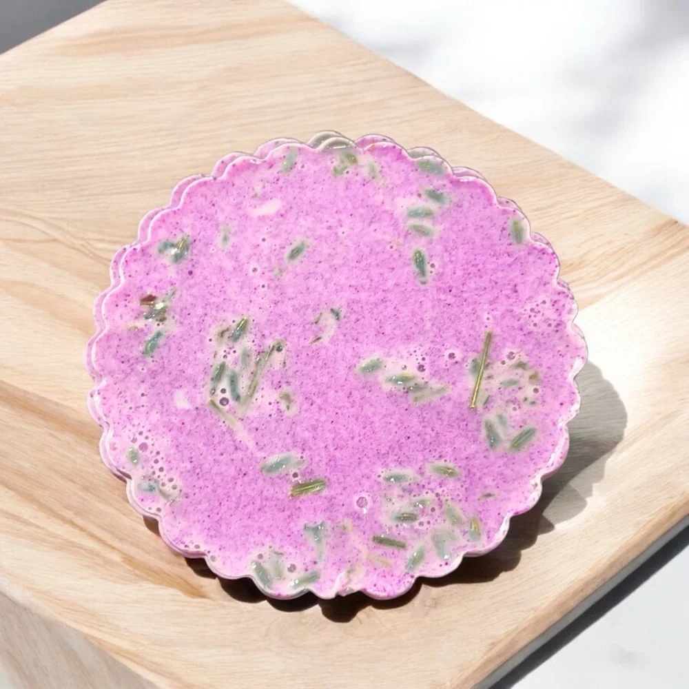 Sample size body glitter Floral perfume & lavender handmade soap 3x3 inch 2oz